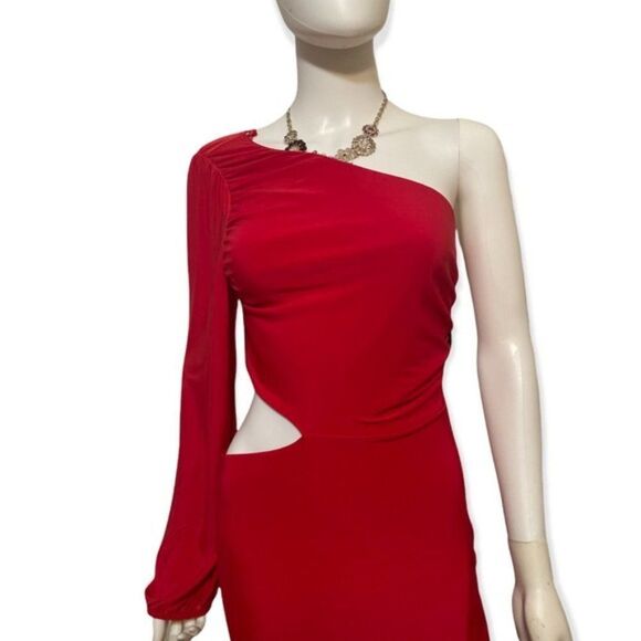 Saints 21 Women's Red One Shoulder Cut Out Side Body Mini Dress Size Lar… - Picture 2 of 13